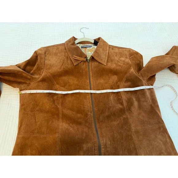 Liz Claiborne‎ rust brown suede jacket early 2000s / Y2K Paisley lining size 16 - Picture 6 of 8
